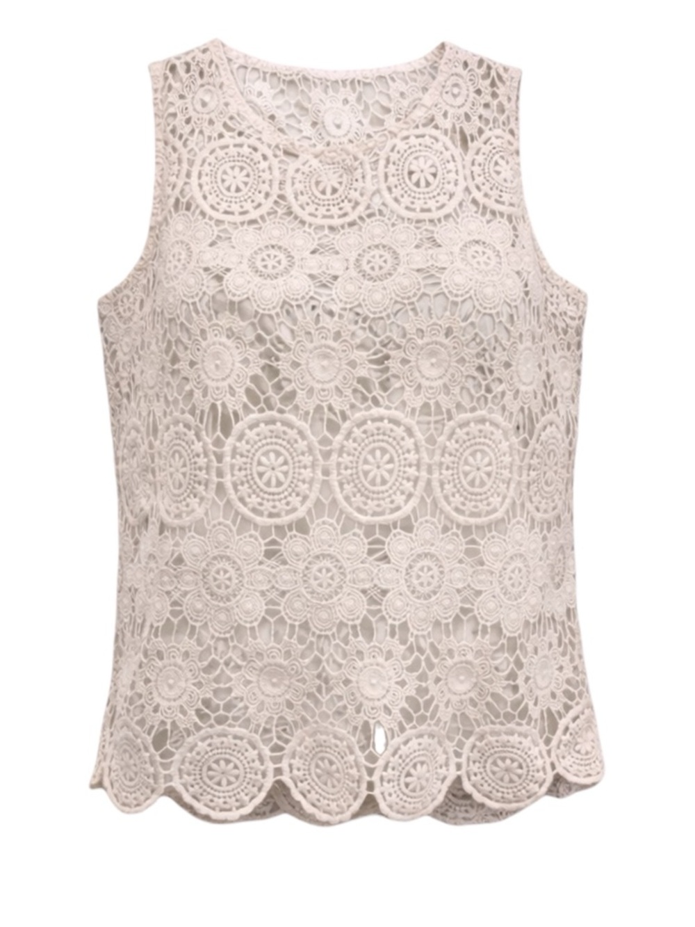 West 36th Lace Sleeveless Top Sheer Crochet Floral Small